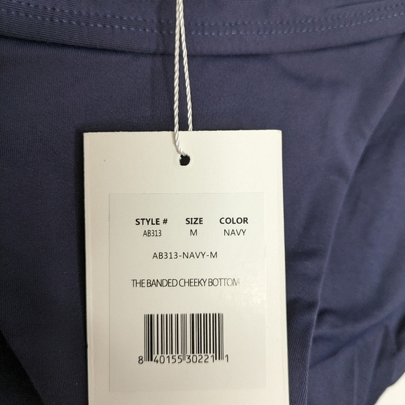 ANDIE SWIM Banded Cheeky Bikini Bottom Navy NEW Size M - Picture 2 of 5